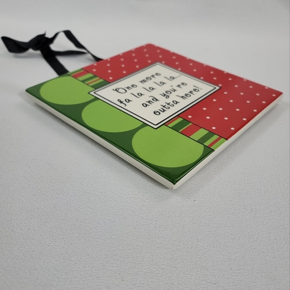 Plain Jane Co Holiday Ceramic Wall Hanging Trivet - One More Fa La La La La - Picture 12 of 13